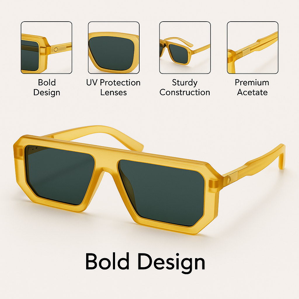 Blaze :Matte Gold Unisex Sunglasses