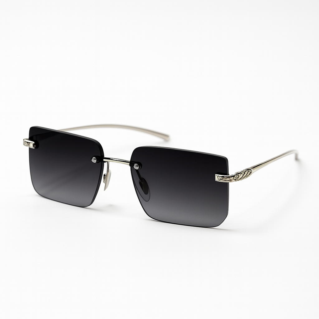 Eclipse: Silver Rimless Unisex Sunglasses