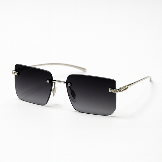 Eclipse: Silver Rimless Unisex Sunglasses
