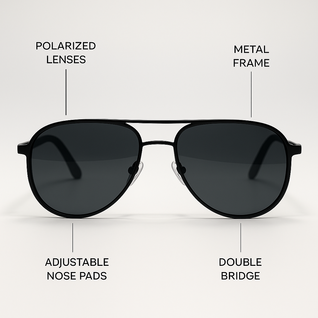 Falcon : Black Aviator Polorized Sunglasses