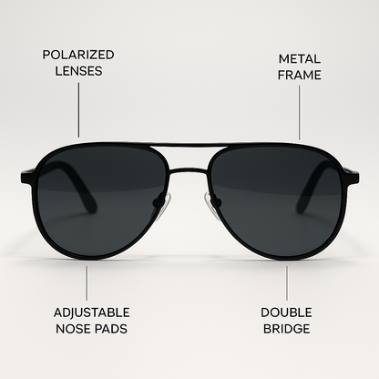 Falcon : Black Aviator Polorized Sunglasses