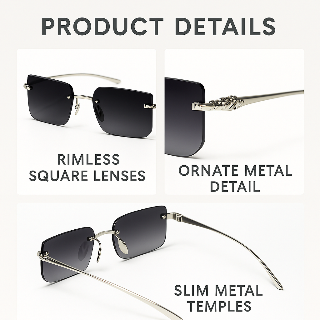 Eclipse: Silver Rimless Unisex Sunglasses