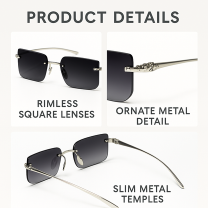 Eclipse: Silver Rimless Unisex Sunglasses