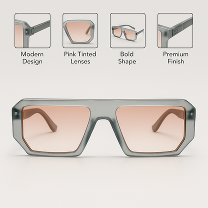 Vortex : Metallic Grey Unisex Sunglasses