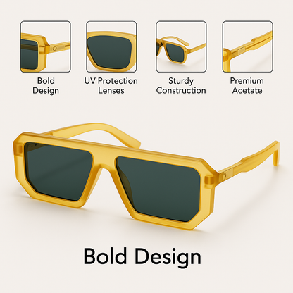 Blaze :Matte Gold Unisex Sunglasses